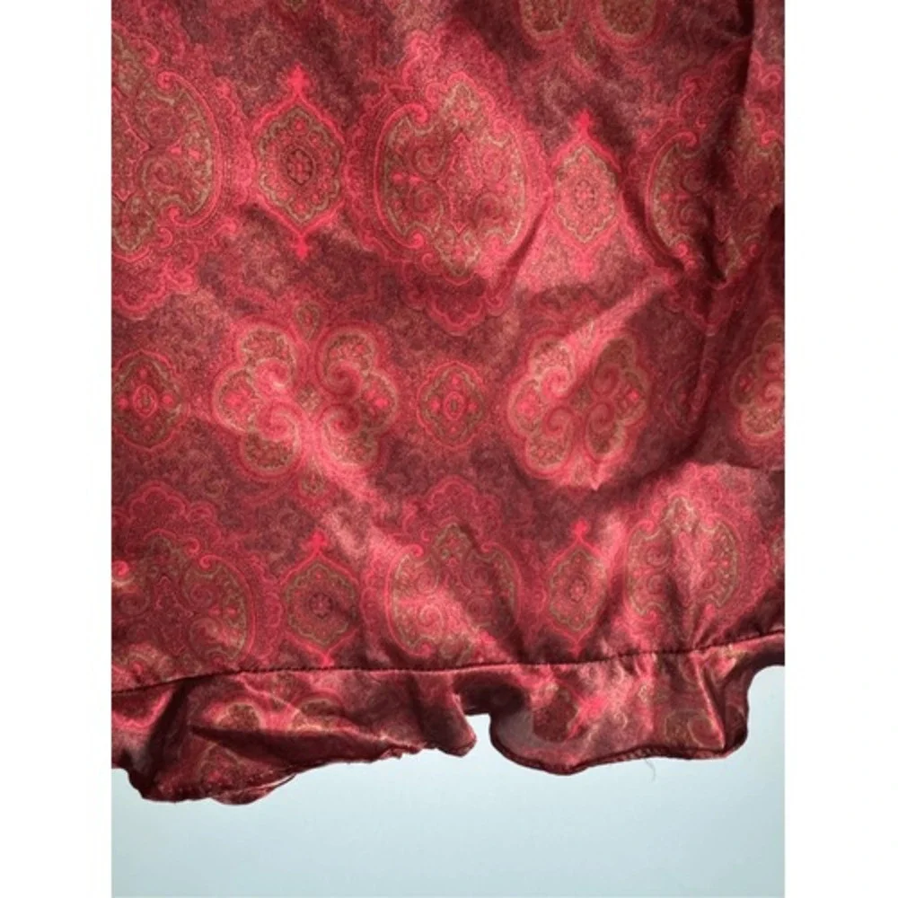 Vintage Y2K Stringbean Womens Red Satiny Floral Ruffle Hem Skirt sz 3 Dainty USA